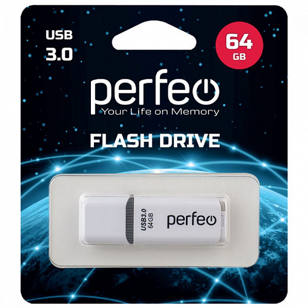 Флэш-карта USB 64GB Perfeo C12 White
