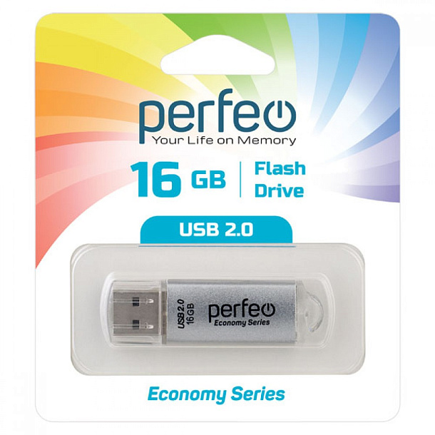 Флэш-карта USB 16GB Perfeo E01 Silver
