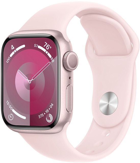 Apple Watch Series 9, 41 мм, корпус из алюминия розового цвета, спортивный ремешок розового цвета