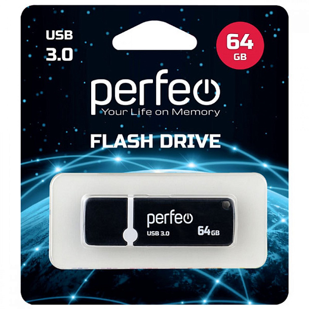 Флэш-карта USB 64GB Perfeo C08 Black
