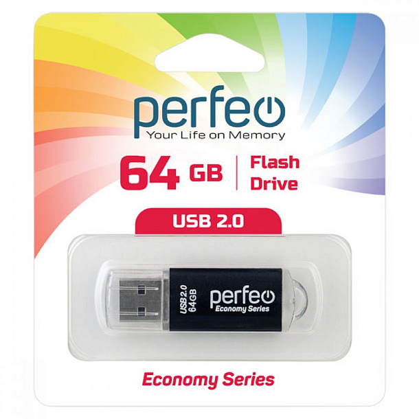 Флэш-карта USB 64GB Perfeo E01 Black
