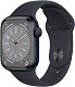 Apple Watch Series 8, 45 мм, корпус из алюминия цвета «тёмная ночь», спортивный ремешок «тёмная ночь
