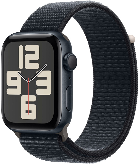 Apple Watch SE (2023), 40 мм, корпус из алюминия цвета «темная ночь», спортивный ремешок Loop «тёмная ночь»