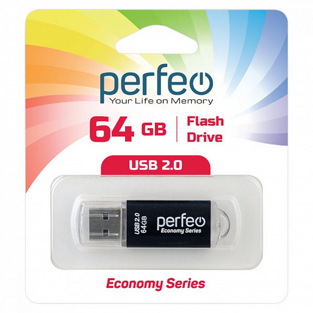 Флэш-карта USB 64GB Perfeo E01 Black
