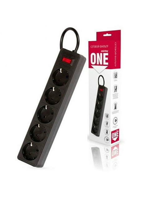 Сетевой фильтр Smartbuy One, 5 розеток, длина 3,0 м, черный
