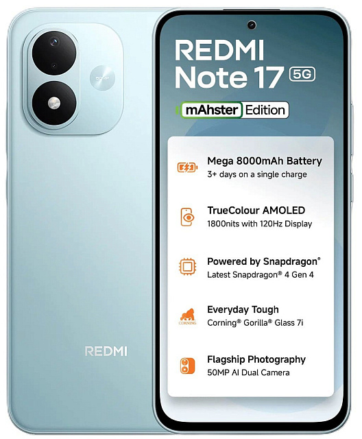 Смартфон Xiaomi Redmi Note 17 4/128 ГБ Голубой

