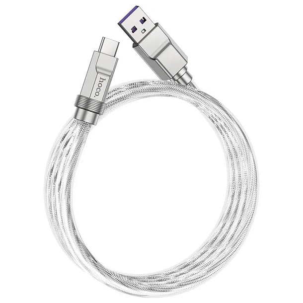 Кабель HOCO Type-C - Type-C 100W 1м Серебристый
