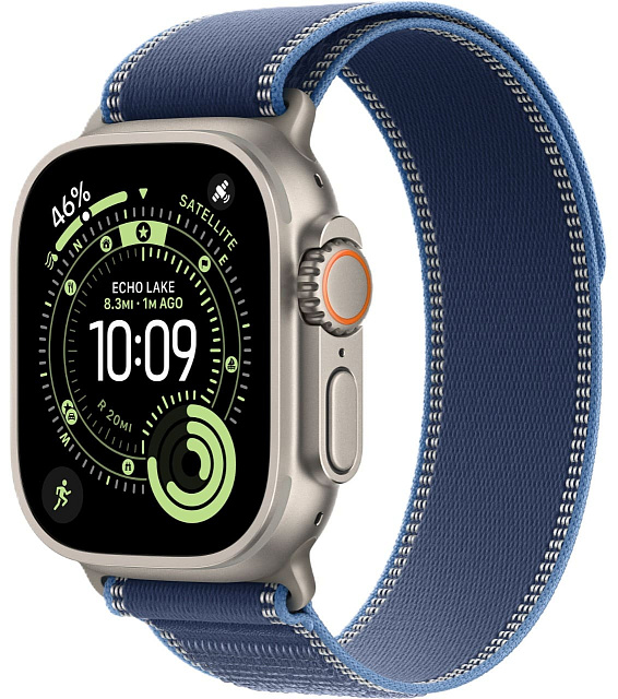 Apple Watch Ultra 3 GPS + Cellular, 49 мм, корпус из титана, ремешок Trail синего/ярко-синего цвета