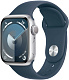Apple Watch Series 9, 41 мм, корпус из алюминия серебристого цвета, спортивный ремешок цвета «грозов
