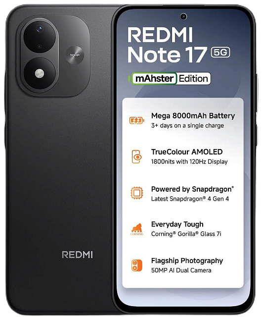 Смартфон Xiaomi Redmi Note 17 4/128 ГБ Чёрный
