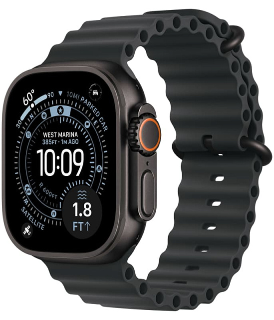 Apple Watch Ultra 3 GPS + Cellular, 49 мм, корпус из чёрного титана, ремешок Ocean чёрного цвета